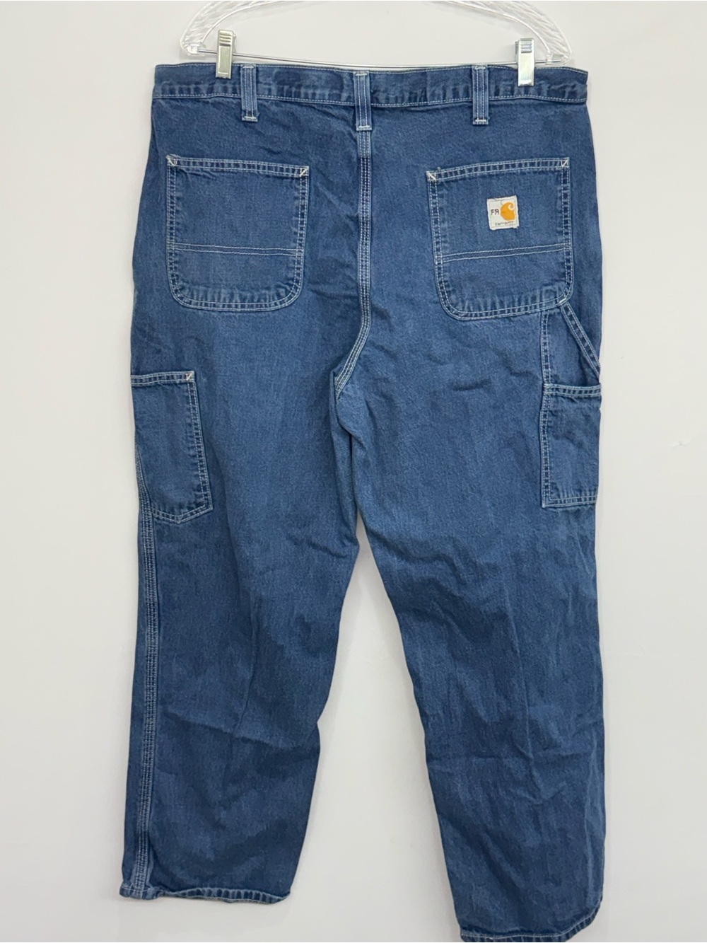 Carhartt FR 38x30 Flame Resistant Men’s Carpenter Pocket Blue Denim Jeans 290-83 - Picture 2 of 8